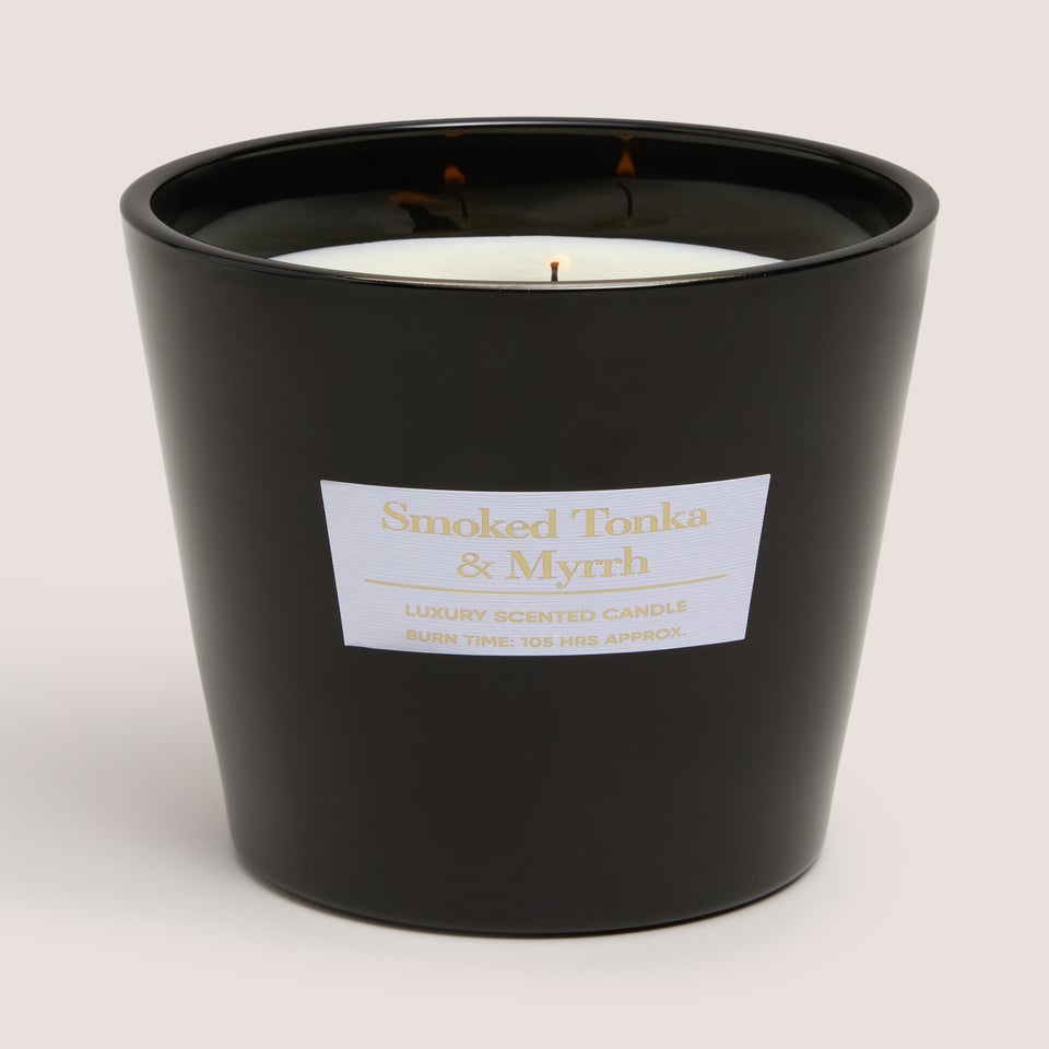Black Large Smoked Tonka & Myrrh Luxury Scented Candle