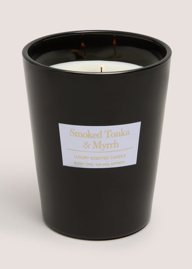 Black Large Smoked Tonka & Myrrh Luxury Scented Candle