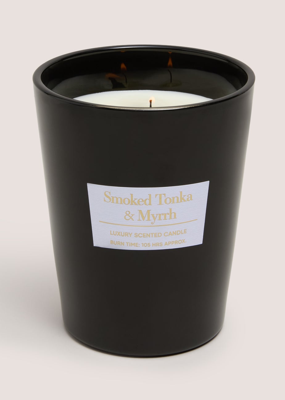 Black Large Smoked Tonka & Myrrh Luxury Scented Candle