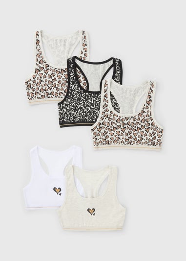 5 Pack Girls Multicolour Animal Mono Racer Crop Tops (6-14yrs)