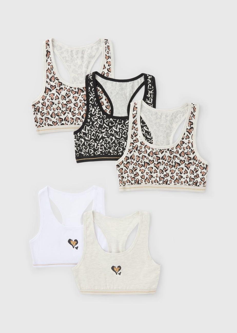 5 Pack Girls Multicolour Animal Mono Racer Crop Tops (6-14yrs)