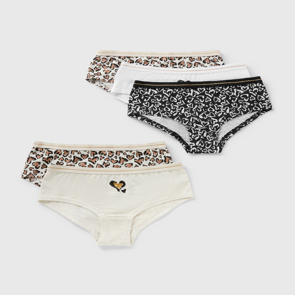 5 Pack Multicolour Animal Mono Hipsters (6-14yrs)