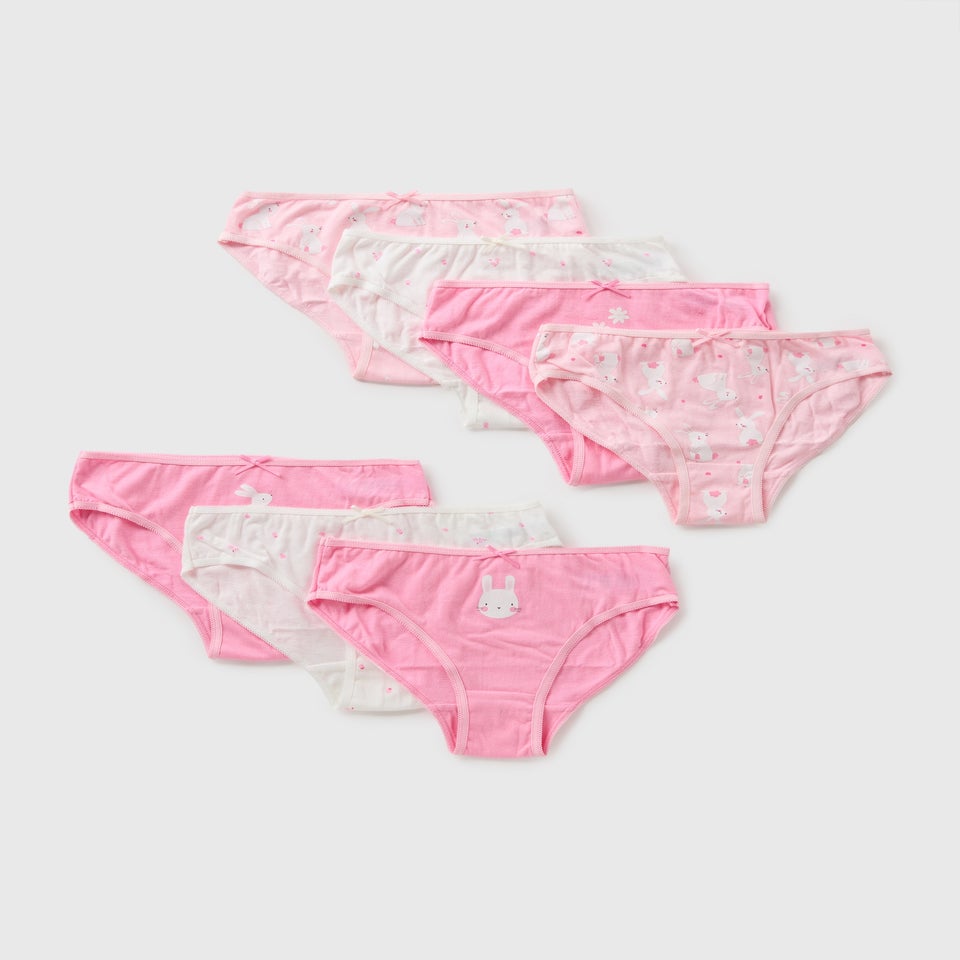 7 Pack Girls Pink Bunny Knickers (1.5-11yrs)