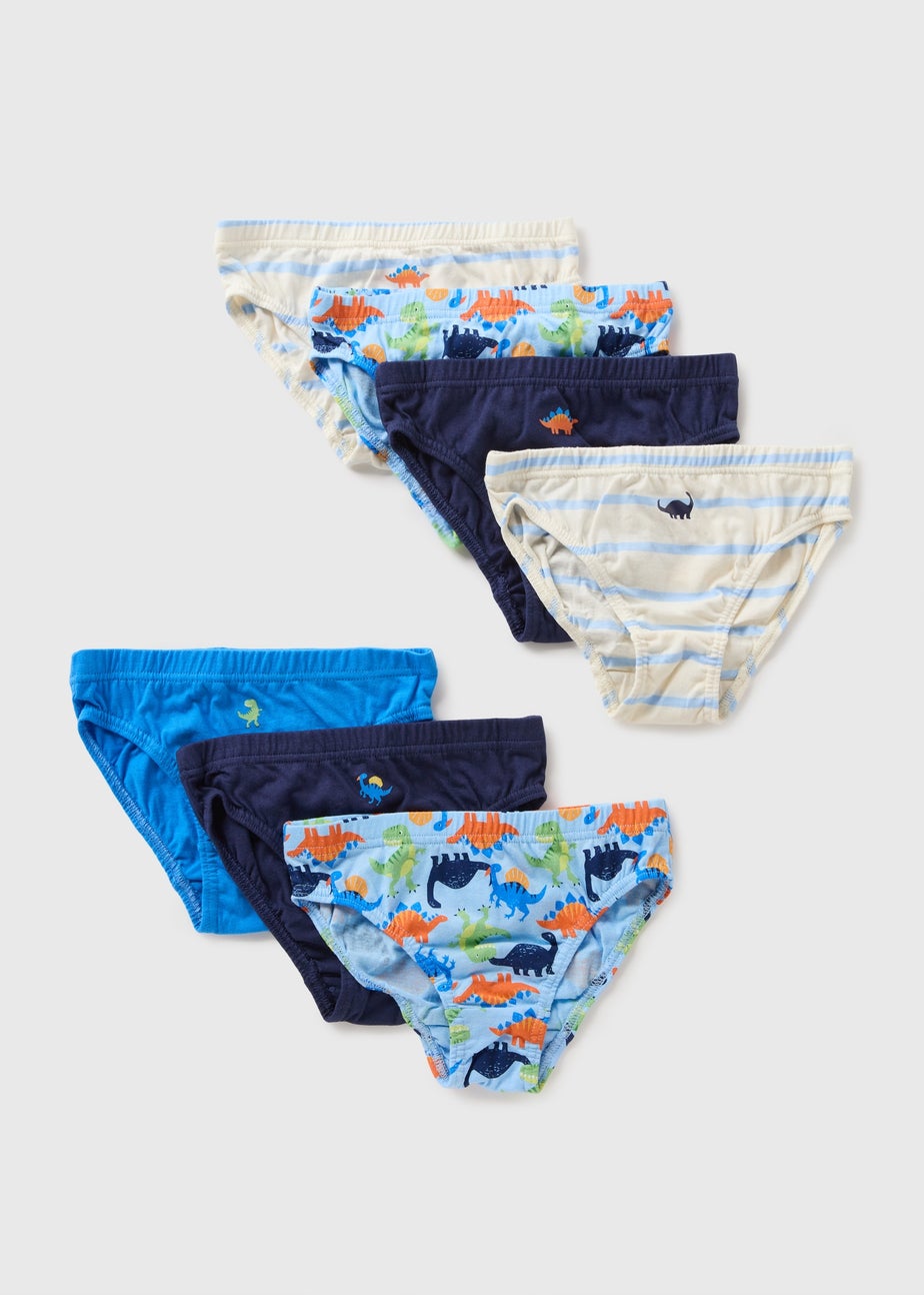 7 Pack Boys Blue Dino Briefs (1.5-10yrs)