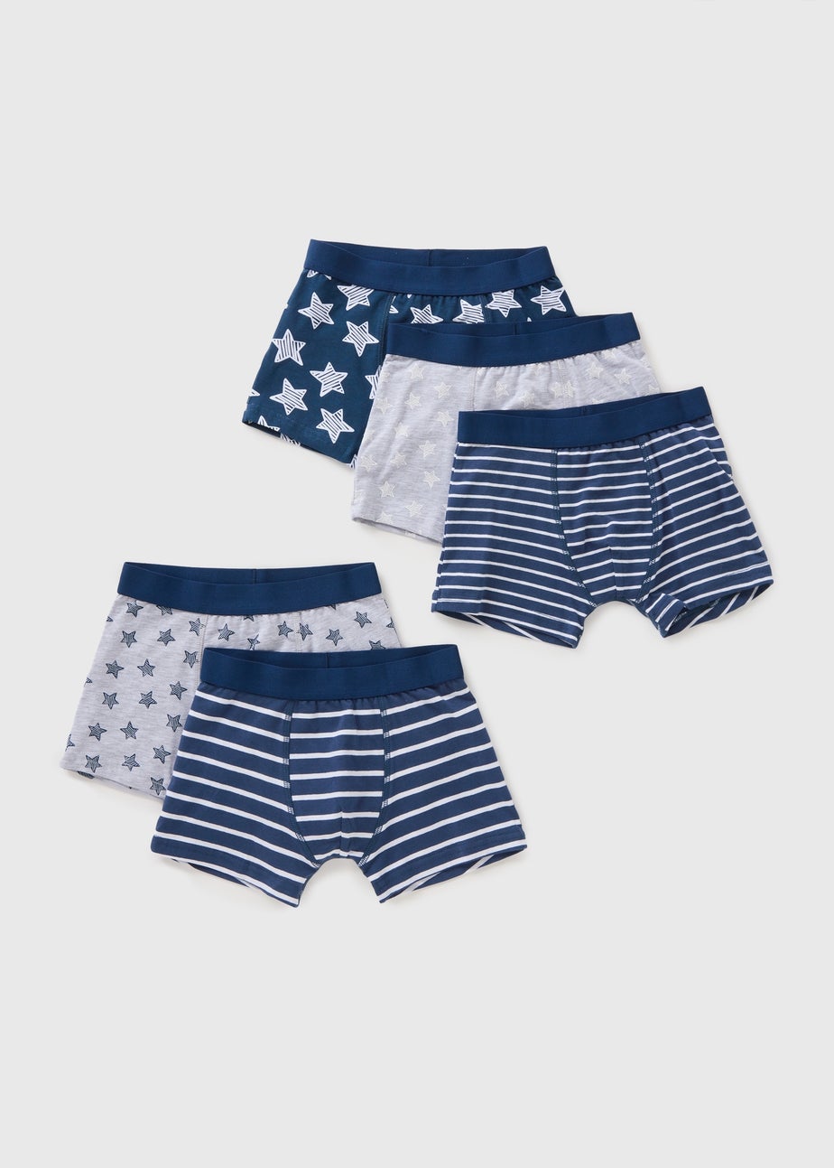 5 Pack Boys Navy Star Trunks (2-11yrs)
