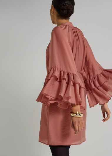 Et Vous Dusty Pink Frill Boho Mini Dress
