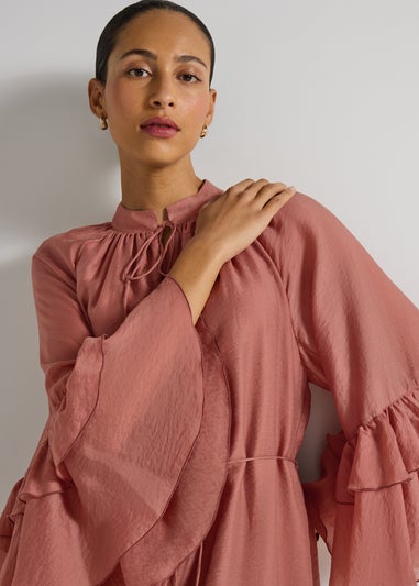 Et Vous Dusty Pink Frill Boho Mini Dress