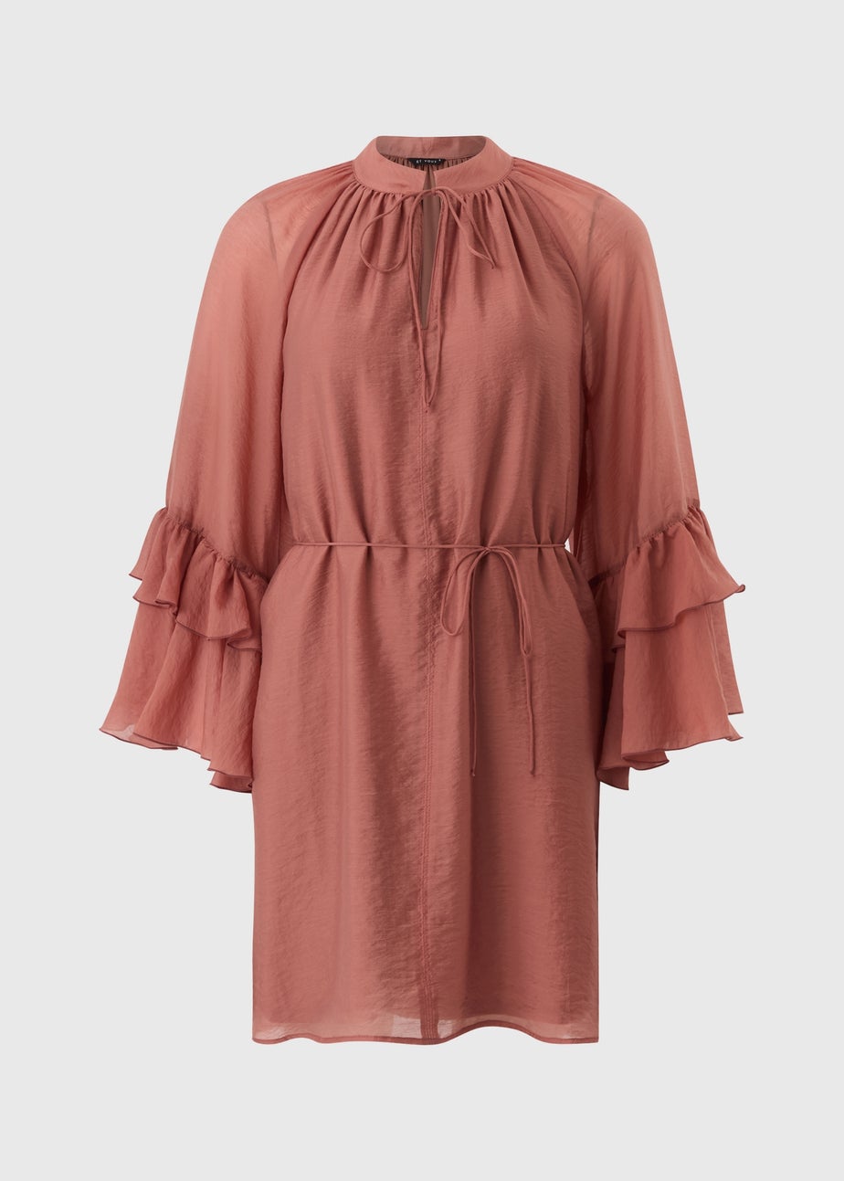 Et Vous Dusty Pink Frill Boho Mini Dress
