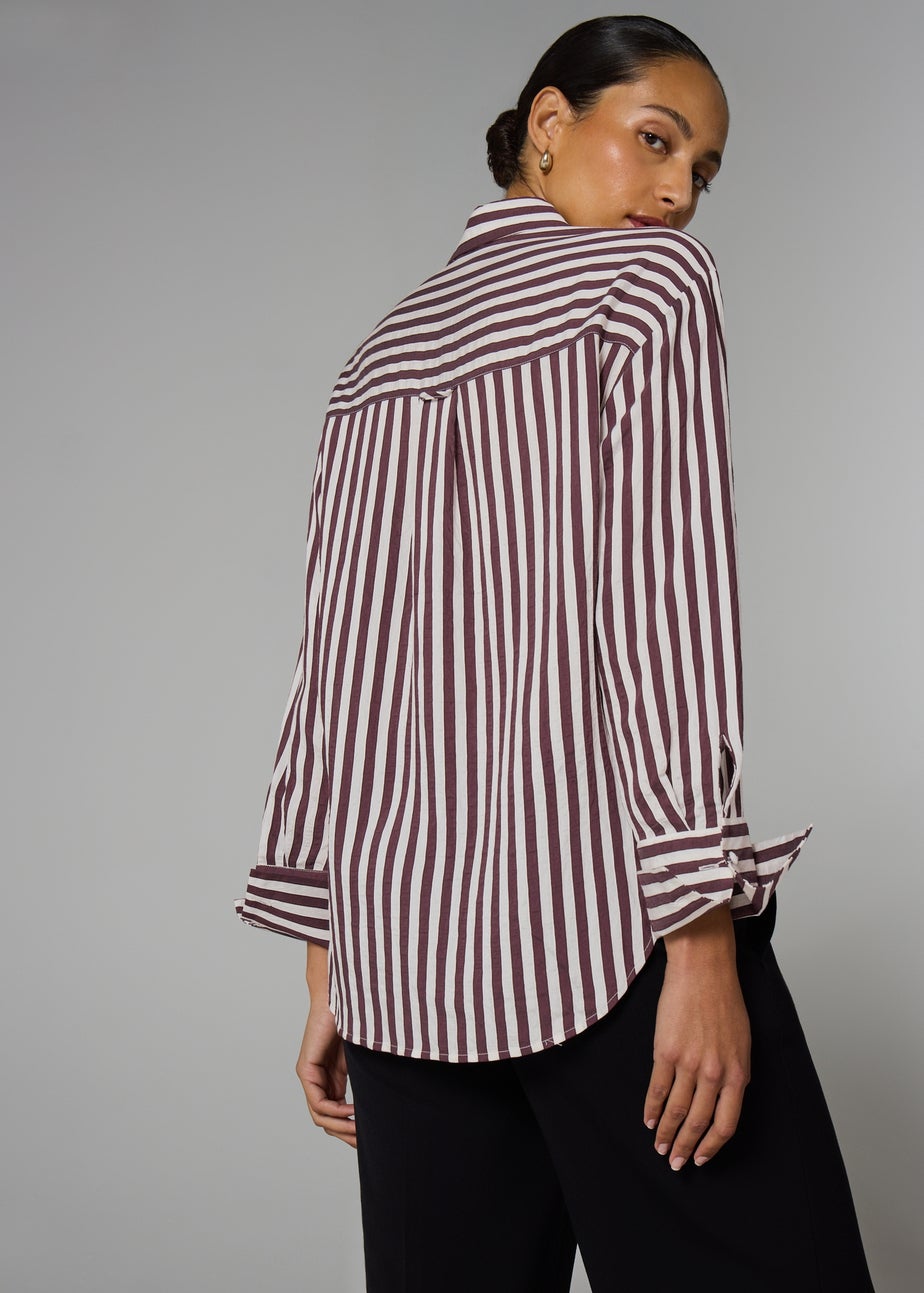 Et Vous Burgundy Stripe Textured Shirt