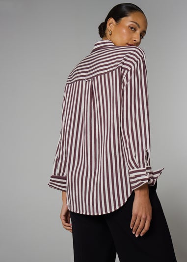 Et Vous Burgundy Stripe Textured Shirt