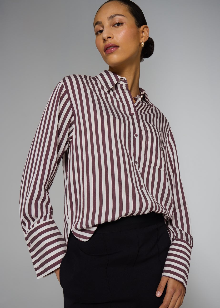 Et Vous Burgundy Stripe Textured Shirt