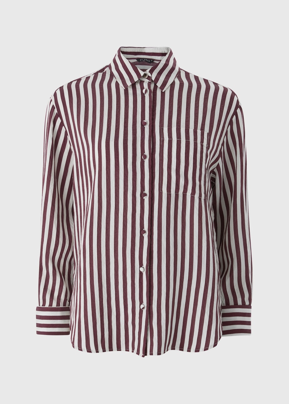 Et Vous Burgundy Stripe Textured Shirt