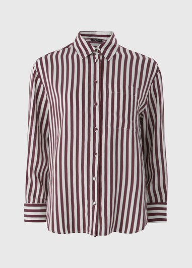 Et Vous Burgundy Stripe Textured Shirt