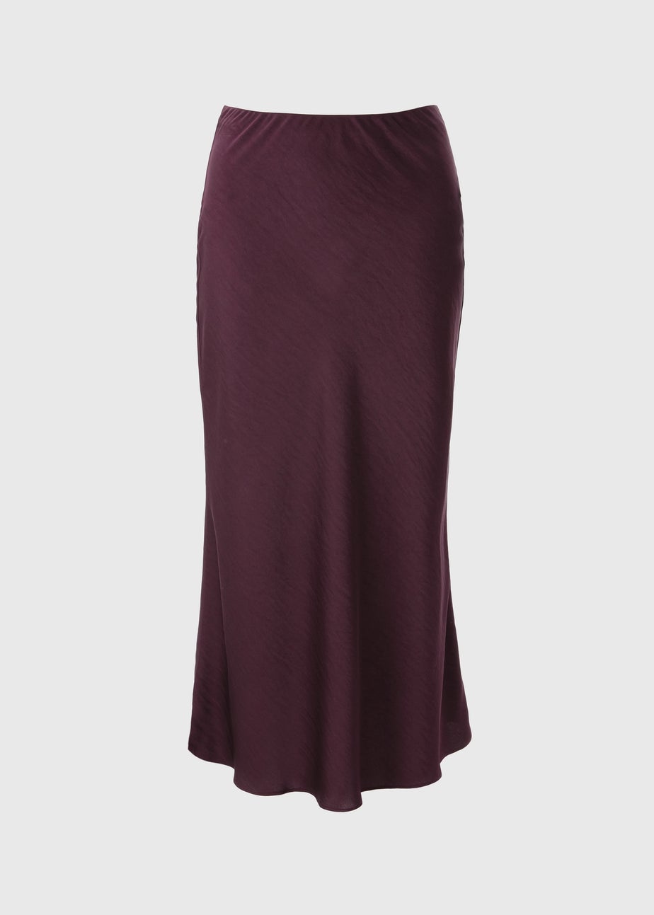 Et Vous Burgundy Satin Midaxi Skirt