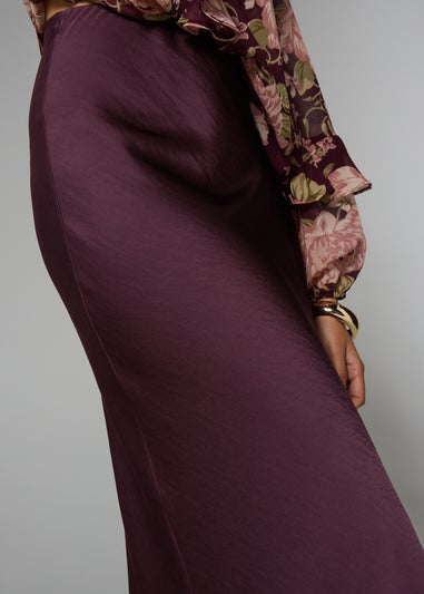 Et Vous Burgundy Satin Midaxi Skirt