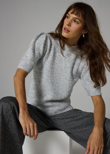 Et Vous Grey Fluffy Knit T-Shirt