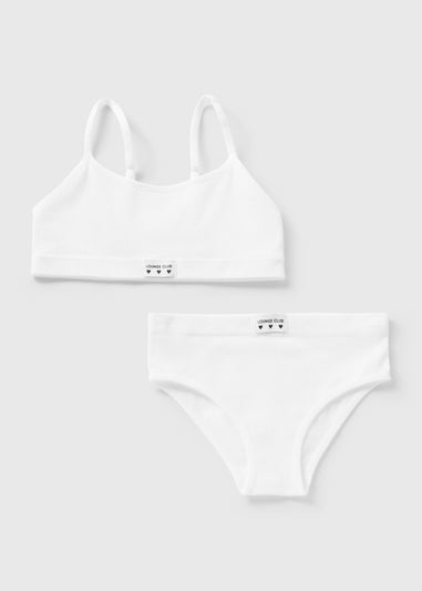 Girls White Seamless Crop Top & Knicker Set (6-13yrs)