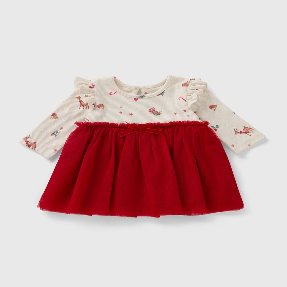 Baby Red Christmas Mesh Dress (Newborn-23mths)