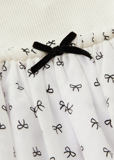 Baby Cream Mono Bow Mesh Dress (Newborn-23mths)