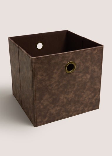 Brown Faux Leather Storage Box