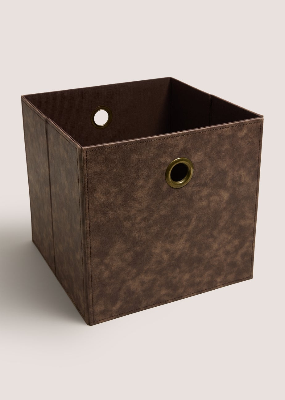 Brown Faux Leather Storage Box