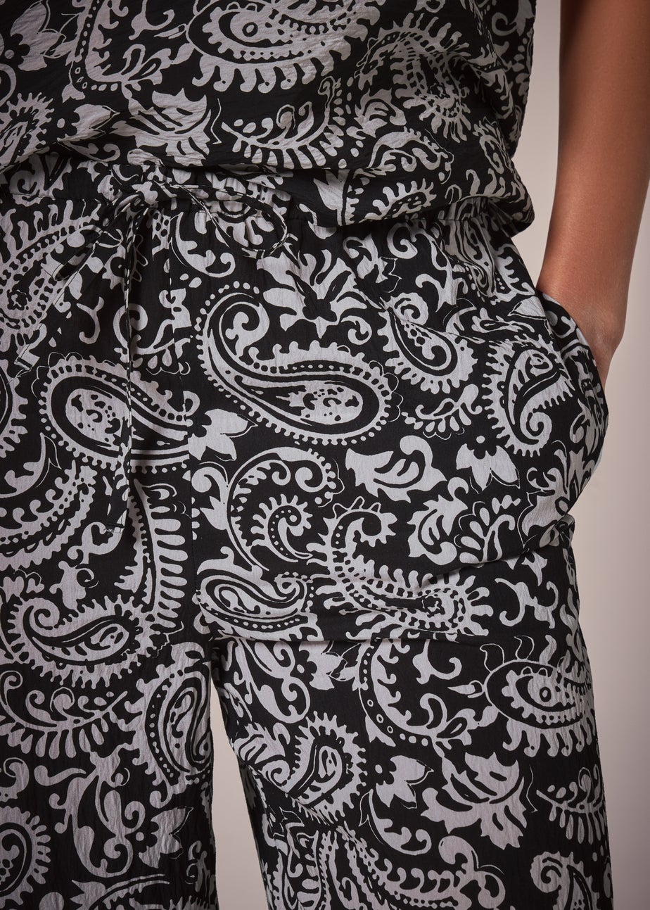 Et Vous Black Mono Paisley V-Neck Top