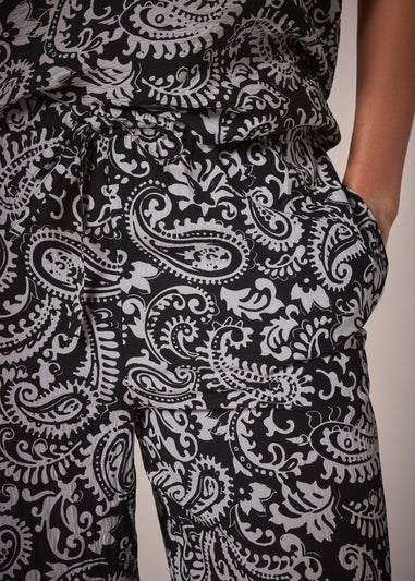Et Vous Black Mono Paisley V-Neck Top