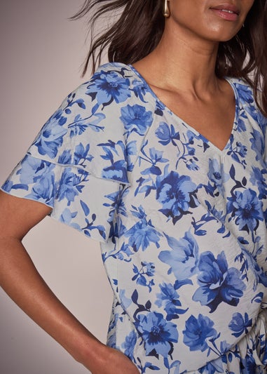 Et Vous Blue Floral Tea Top