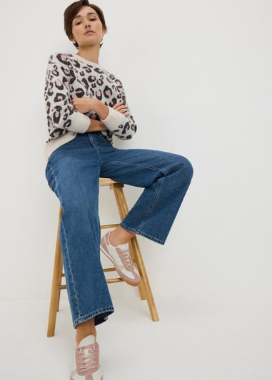 Cream Animal Print Jacquard Jumper