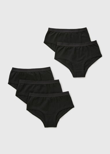 5 Pack Girls Black Hipster Briefs (6-14yrs)