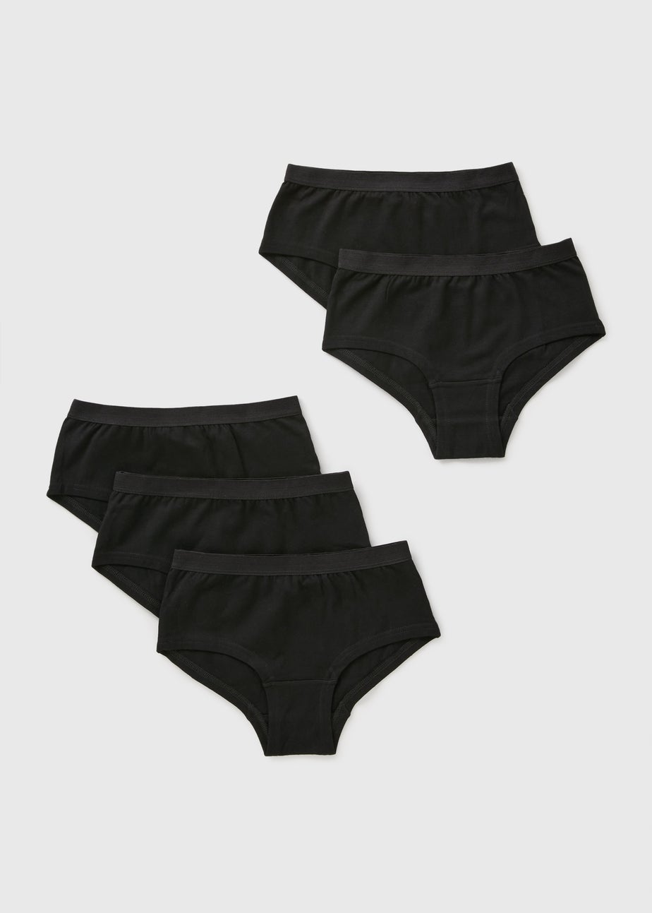 5 Pack Girls Black Hipster Briefs (6-14yrs)