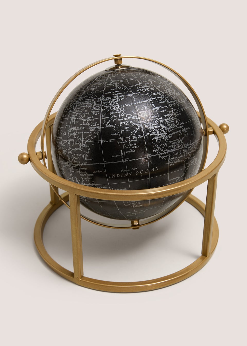 Black Globe On Gold Stand