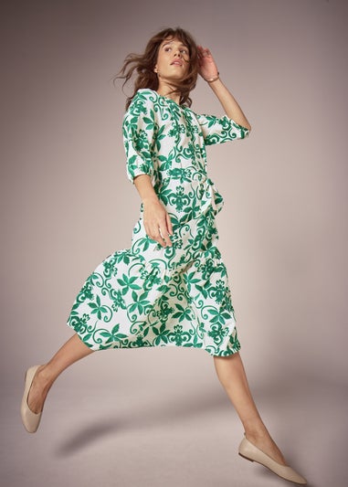 Et Vous Green Floral Belted Midaxi Dress