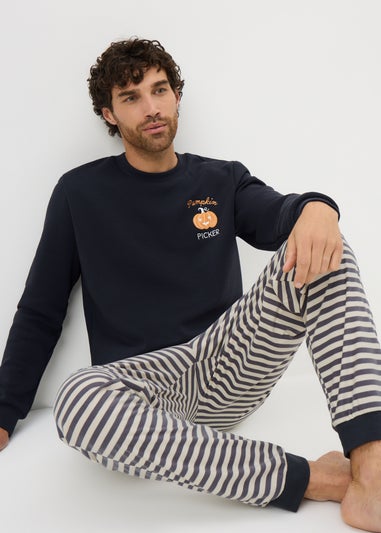 Navy Pumpkin Picker Matching Family Pyjama Set