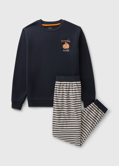 Navy Pumpkin Picker Matching Family Pyjama Set