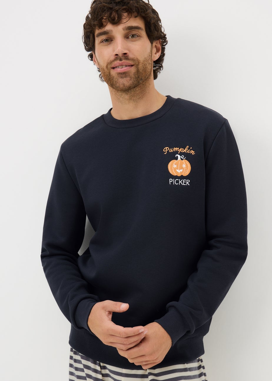 Navy Pumpkin Picker Matching Family Pyjama Set