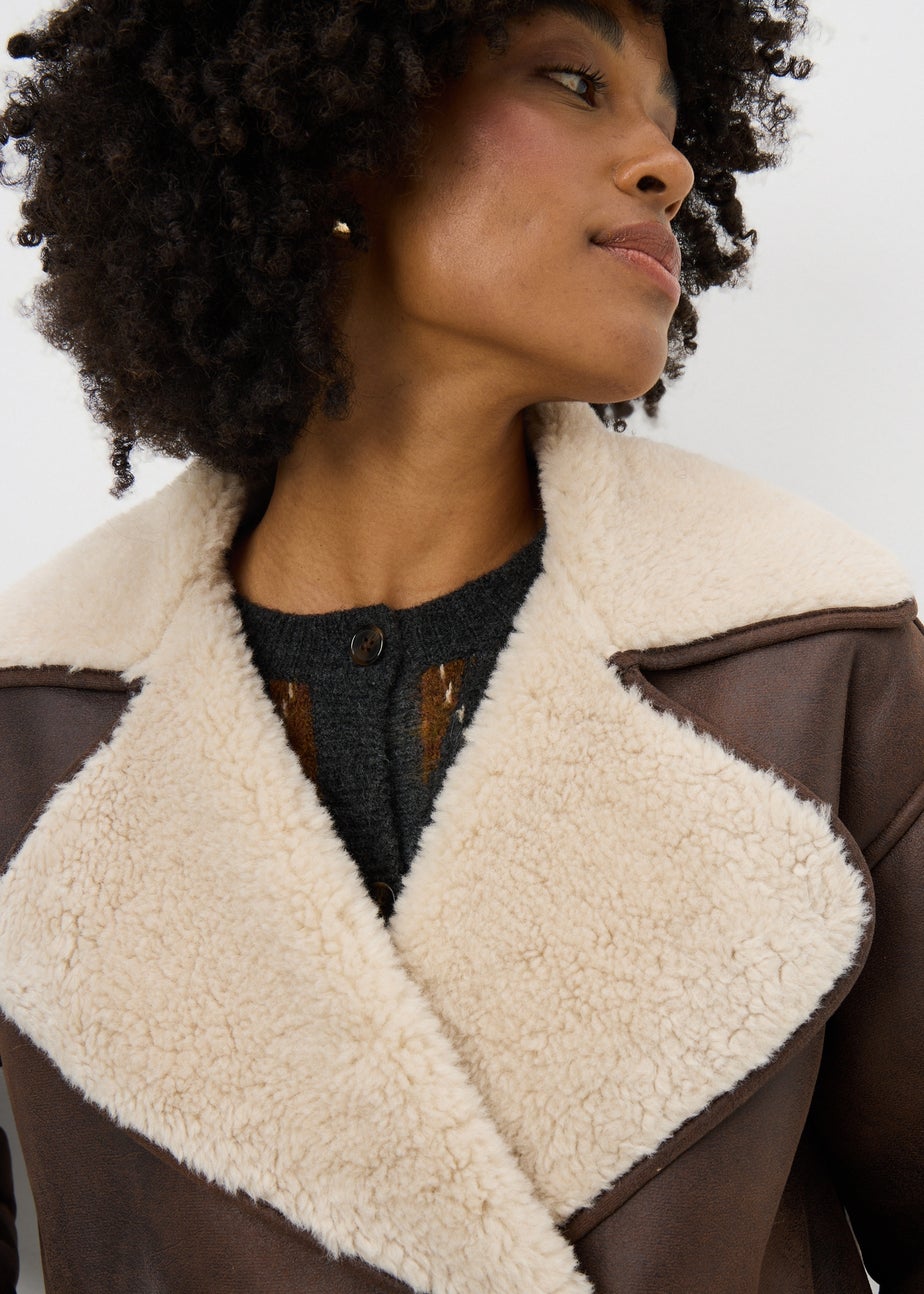 Brown Contrast Aviator Jacket