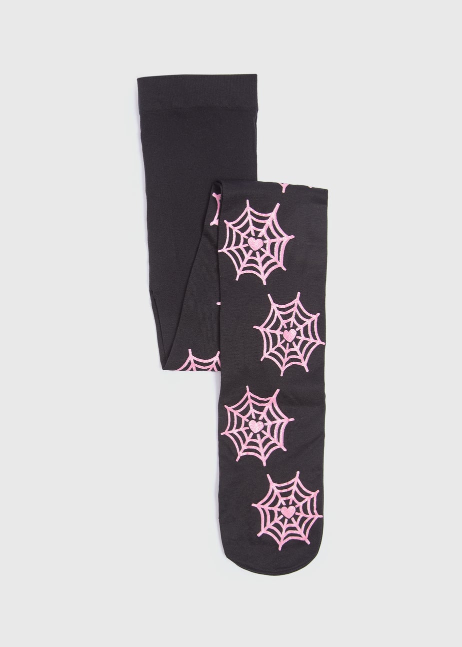 Girls Black Cobweb Tights (Younger 2-Older 13)