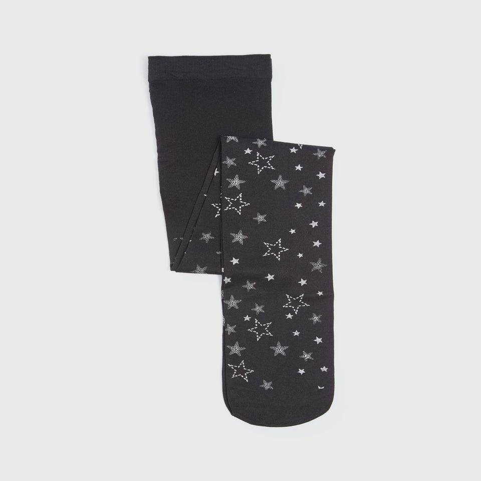 Girls Black Star Halloween Tights (Younger 2-Older 13)