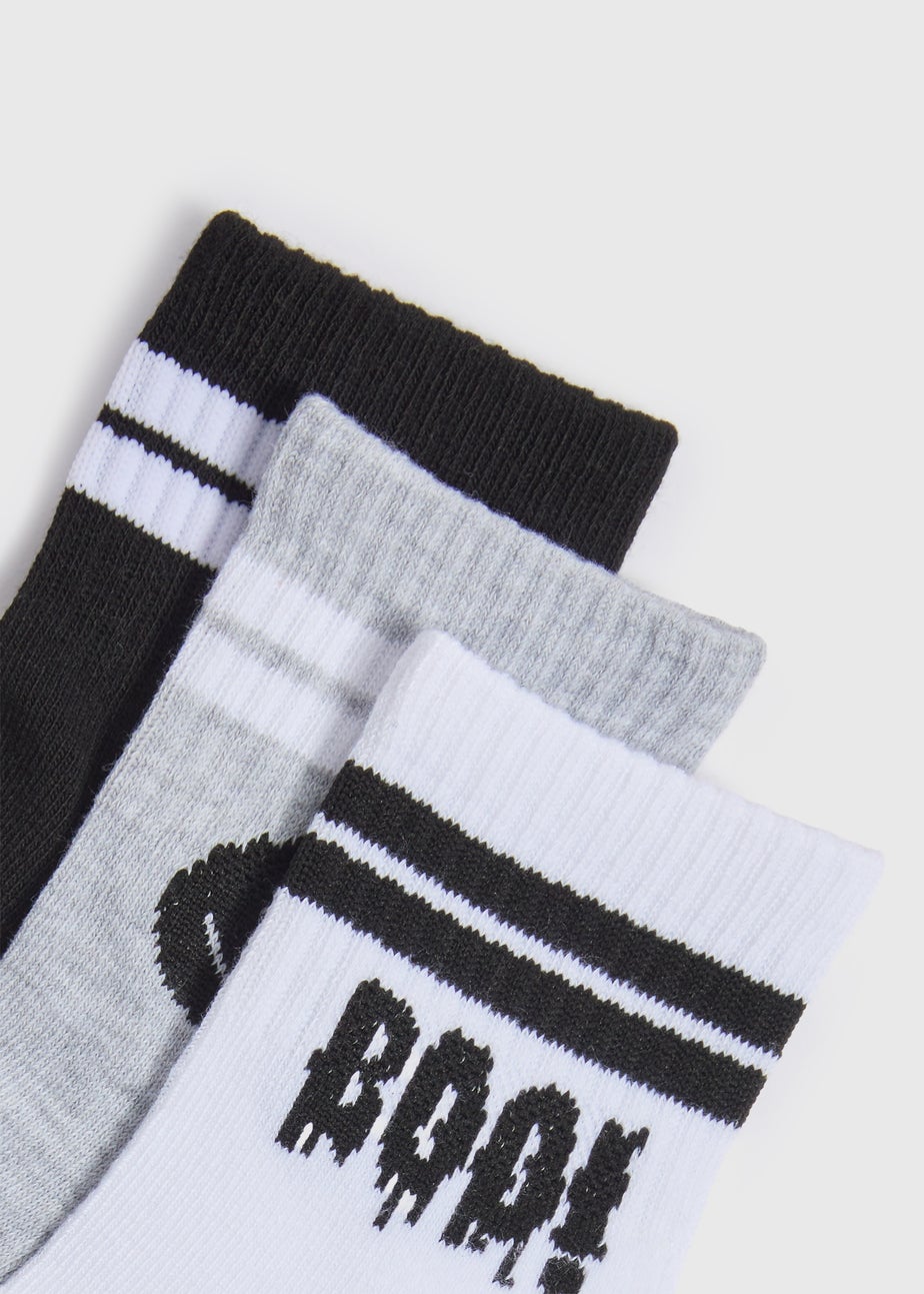 3 Pack Multicolour Mono Skeleton Sports Socks (Younger 6-Older 6.5)