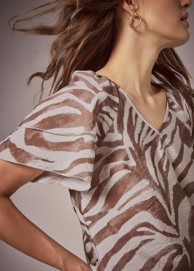Et Vous Brown Zebra Co-Ord Tea Top