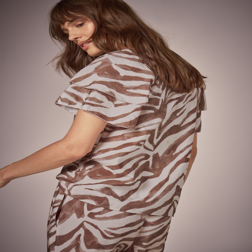Et Vous Brown Zebra Co-Ord Tea Top