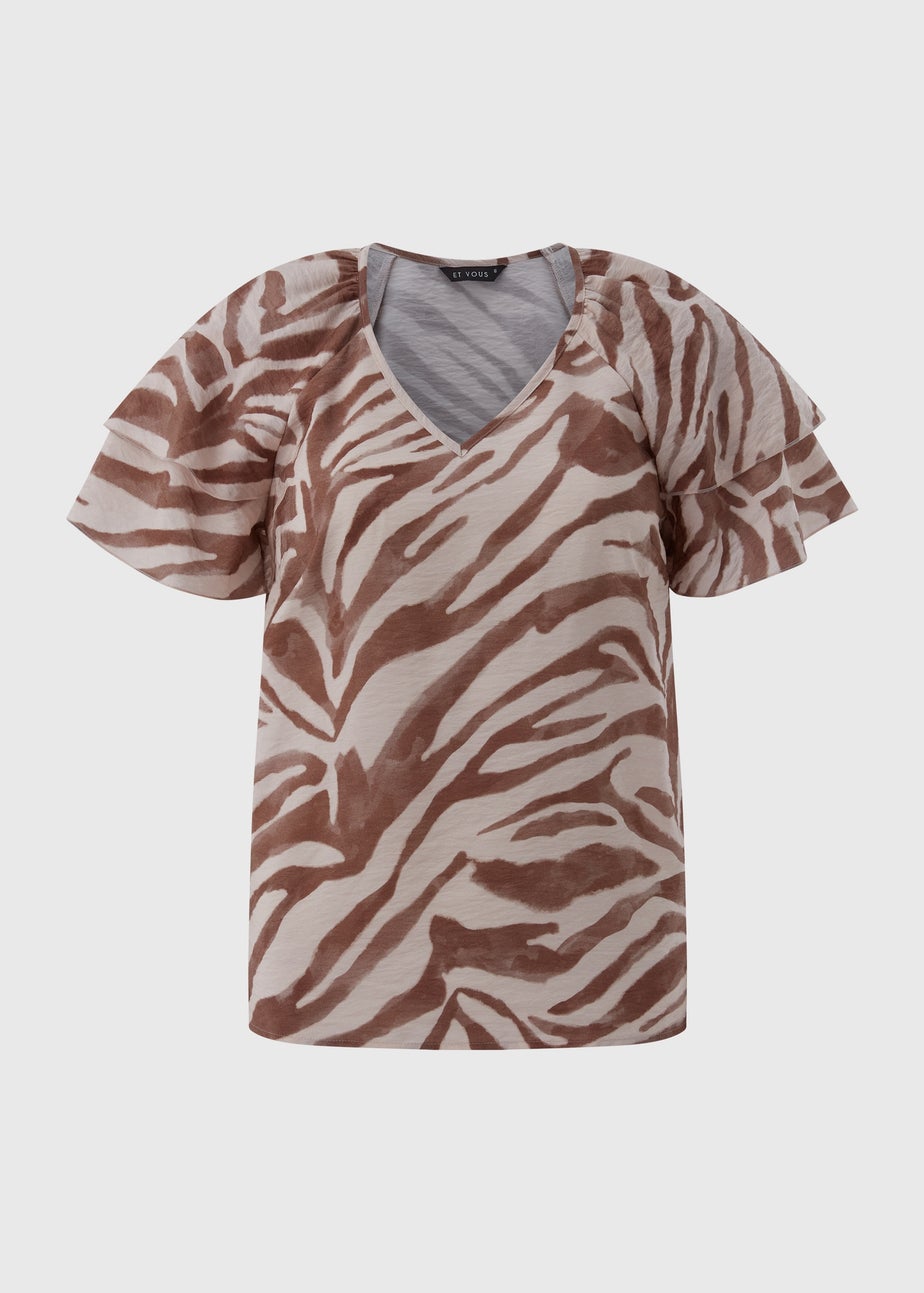 Et Vous Brown Zebra Co-Ord Tea Top