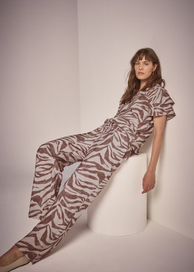 Et Vous Brown Zebra Wide Leg Co-Ord Trousers