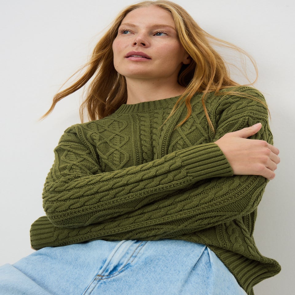 Green Cable Knit Jumper