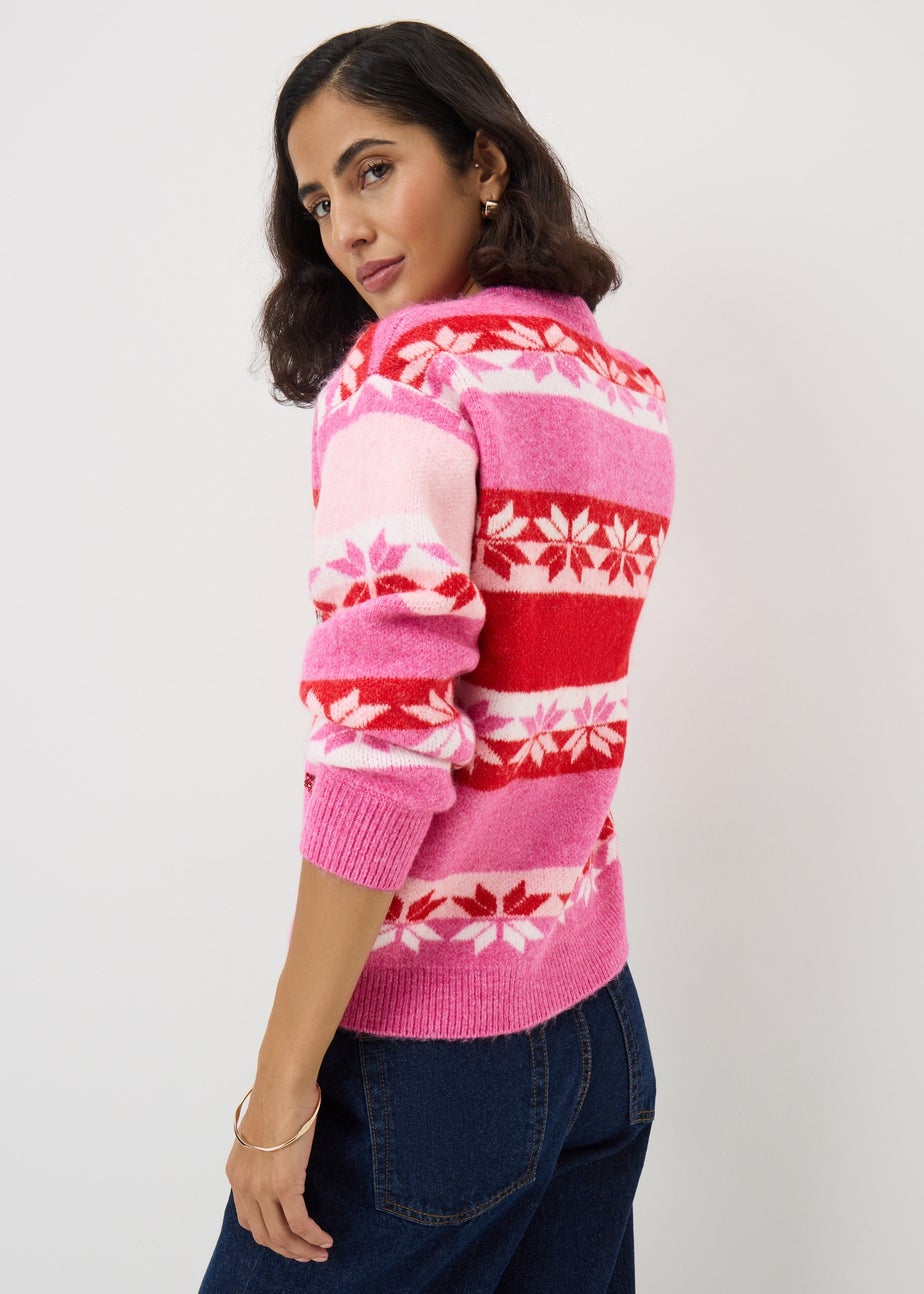 Pink Merry Jolly & Bright Christmas Jumper