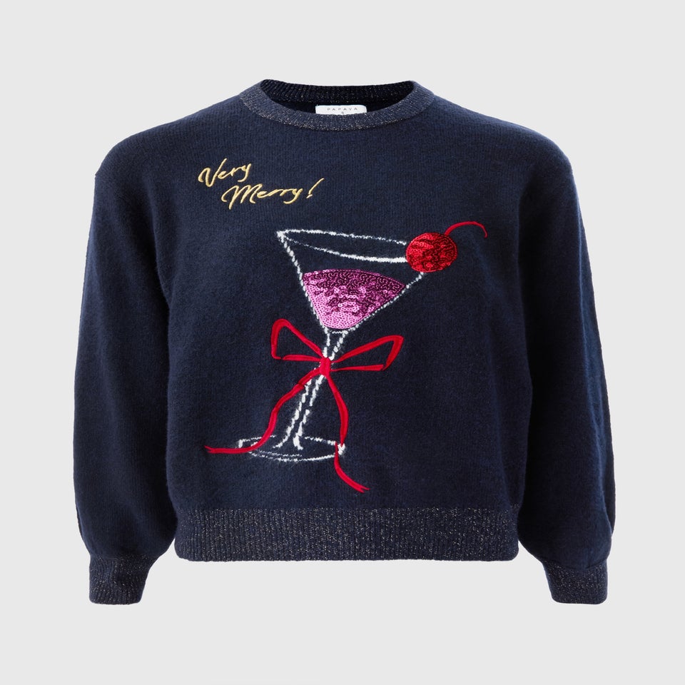 Navy Very Merry Cocktail Design Jumper