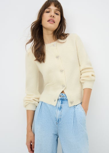 Cream Embellished Cardigan