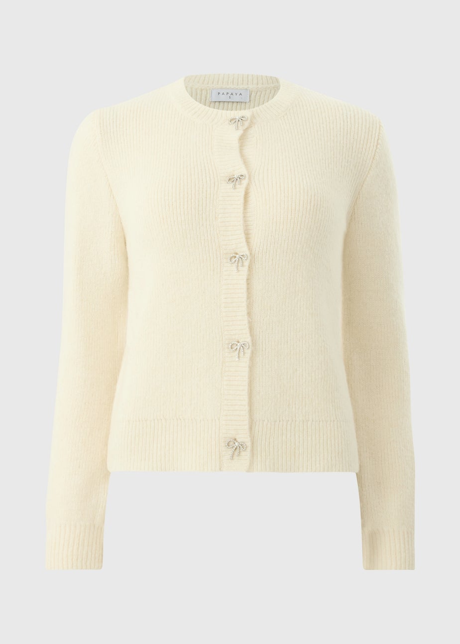 Cream Embellished Cardigan