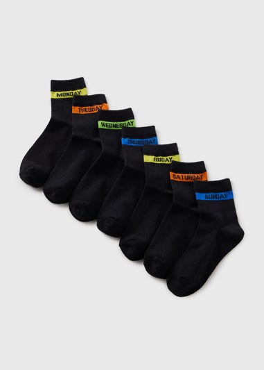 7 Pack Boys Multicolour Days Of The Week Socks (Younger 6-Older 6.5)